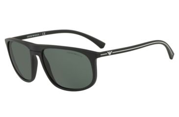 Image of Armani EA4118 Sunglasses 506371-59 - Black Rubber Frame, Green Lenses
