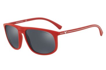 Image of Armani EA4118 Sunglasses 56906G-59 - Red Rubber Frame, Grey Mirror Black Lenses