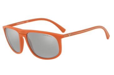 Image of Armani EA4118 Sunglasses 56916G-59 - Orange Rubber Frame, Light Grey Mirror Silver Lenses