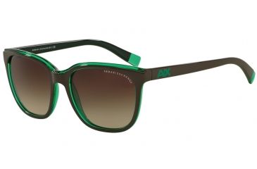 Image of Armani Exchange AX4031F Sunglasses 814613-55 - Brown/bright Spearmint Trans Frame, Smoke Brown Gradient Lenses