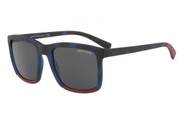 Image of Armani Exchange AX4067S Sunglasses 823087-55 - Matte Blue Havana/tango Red Mt Frame, Grey Lenses