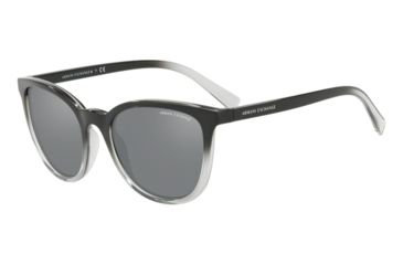 Image of Armani Exchange AX4077S Sunglasses 82556G-55 - Black/Transparent Smoke Frame, Light Grey Mirror Black Lenses