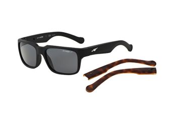 Image of Arnette D Street Sunglasses, Fuzzy Black &amp; Fuzzy Havana Frame, Grey Polarized Lens-AN4211-03