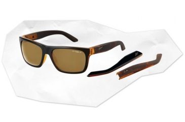 Image of Arnette Dropout Sunglasses - Translucent Amber w/ Black Film Front/Amber Tortoise Frame and Polarized Brown Lens AN4176-07