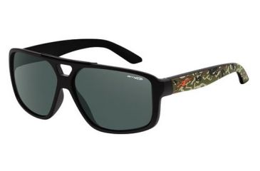 Image of Arnette Fat City Sunglasses, Fuzzy Black/Camo Frame, Grey/Green Lens AN4189-07