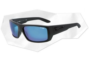 Image of Arnette Munson Sunglasses - Gloss Black Frame and Blue Mirror Lens AN4164-03