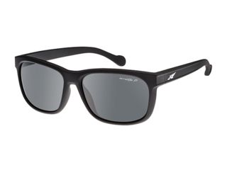 Image of Arnette Slacker Sunglasses, Fuzzy Black Frame, Grey Polarized Lens-AN4196-07