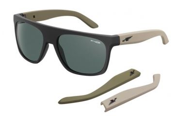Image of Arnette Squaresville Sunglasses, Fuzzy Black/Olive/Khaki Frame, Grey/Green Lens AN4184-05