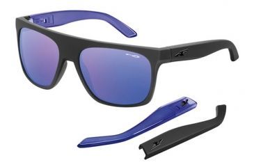 Image of Arnette Squaresville Sunglasses, Fuzzy Black/Translucent Purple Frame, Purple Mirror Lens AN4184-04