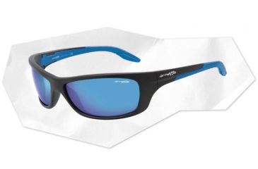 Image of Arnette Swing Plate Sunglasses - Matte Black Frame and Blue Mirror Lens AN4160-06