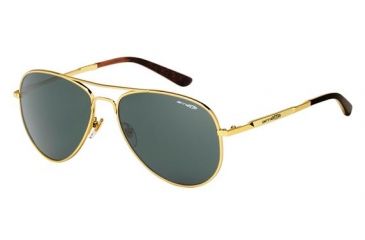 Image of Arnette Trooper Sunglasses, Polished Gold Frame, Grey/Green Lens AN3065-02