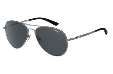 Image of Arnette Trooper Sunglasses, Satin Silver Frame, Polarized Grey Lens AN3065-06