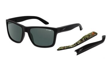 Image of Arnette Witch Doctor Sunglasses, Fuzzy Black/Camo Frame, Grey/Green Lens AN4177-19
