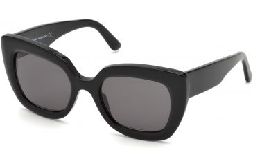 Image of Balenciaga BA0130 Sunglasses - Shiny Black Frame Color, Smoke Lens Color