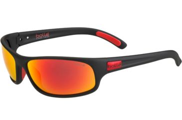 Image of Bolle Anaconda Single Vision Prescription Sunglasses, Matte Black / Metal Red Frame, Polarized, 12447SV