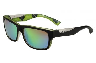 Image of Bolle Jude Single Vision Prescription Sunglasses, Matte Black / Argyle Lime Frame-11835SV