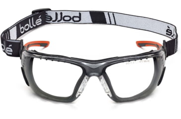 Image of Bolle Ness+ w Foam and Strap Safety Glasses, Orange Frame, Clear Lens, PSSNESF028