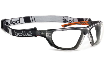 Image of Bolle Ness+ w Foam and Strap Safety Glasses, Orange Frame, Clear Lens, PSSNESF028