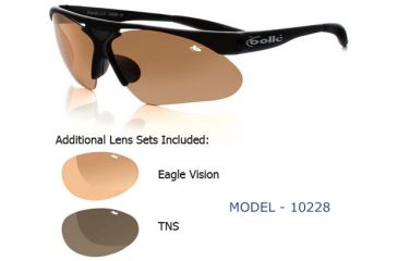 Image of Bolle Parole Sunglasses with Interchangeable Lenses, Matte Black Frame, EagleVision2 Dark TNS Smoke Lens, 10228