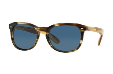 Image of Burberry BE4214F Sunglasses 355180-55 - Brown Horn Frame, Dark Blue Lenses