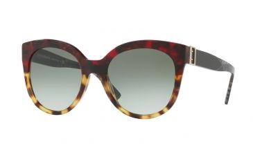 Image of Burberry BE4243F Sunglasses 36358E-55 - Red Havana/light Havana Frame, Green Gradient Lenses