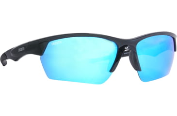 Image of Calcutta First Strike Sunglasses Shiny Black Frame Blue Mirror Lens, FS1BM