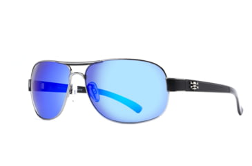 Image of Calcutta Regulator Sunglasses Black Wire Frame Blue Mirror Lens 64mm Lens, RG1BM