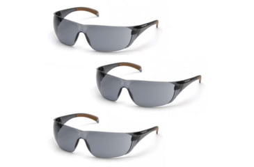 Image of Carhartt Billings Safety Glasses, Gray Lens w/ Gray Temples, Pack of 3