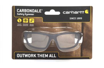 Image of Carhartt Carbondale Safety Glasses w/Clear Lens, Black/Tan, CHB210DCC