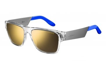Image of Carrera 5014/S Sunglasses CA5014S-08QA-JO-5517 - Crystal Frame, Gray Bronze Mirror Lenses, Lens Diameter 55mm, Distance Between Lenses 17mm