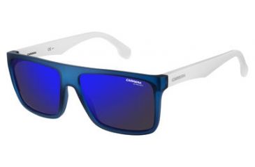 Image of Carrera 5039/S Single Vision Prescription Sunglasses CA5039S-0ZE3-XT-5816 - Lens Diameter 58 mm, Frame Color Matte Blue/White