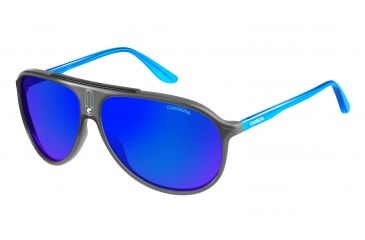 Image of Carrera 6015/S Sunglasses CA6015S-0N65-Z0-6112 - Gray Blue Frame, Ml Blue Lenses, Lens Diameter 61mm, Distance Between Lenses 12mm