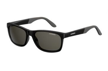Image of Carrera 8021/S Sunglasses CA8021S-0D28-NR-5617 - Shiny Black Frame, Brown Gray Lenses, Lens Diameter 56mm, Distance Between Lenses 17mm