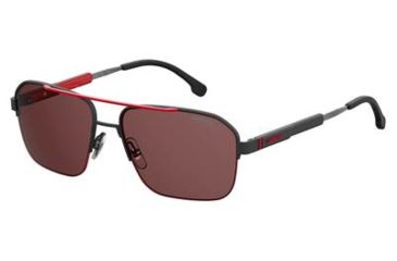 Image of Carrera 8028/S Sunglasses CA8028S-0003-W6-5917 - Matte Black Frame, Burgundy Polarized Lenses, Lens Diameter 59mm, Distance Between Lenses 17mm