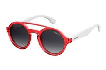 Image of Carrera Carrerino 19/S Sunglasses CARRE19S-05SK-9O-4421 - Matte Red White Frame, Dark Gray Gradient Lenses, Lens Diameter 44mm, Distance Between Lenses 21mm