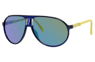 Image of Carrera Champion/S Sunglasses CHAMPIS-0CFL-Z9-6212 - Transparent Blue Frame, Black Mirror Lenses, Lens Diameter 62mm, Distance Between Lenses 12mm