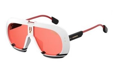 Image of Carrera Ski-ll/S Sunglasses SKILLS-04NL-W9-5812 - Matte Black/White Frame, Red Lenses, Lens Diameter 58mm, Distance Between Lenses 12mm