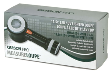 Image of Carson 11.5x LED/UV Lighted Measureloupe w/Protective Storage Case, Black, CP-45