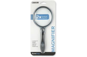 Image of Carson 3.5in Soft-Grip Glass Magnifier, 2x with 11.5x Spot Lens and Case