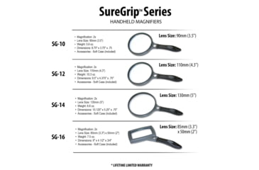 Image of Carson 3.5in Soft-Grip Glass Magnifier, 2x with 11.5x Spot Lens and Case