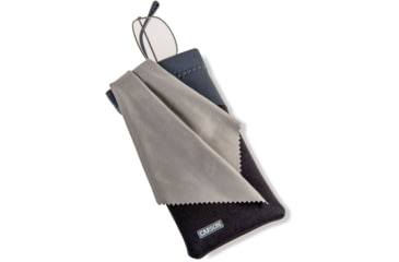 Image of Carson Eyeglass Pouch w/Built-in Microfiber Cloth, Black/Grey, 6.7x7.6in, EC-10BKGY