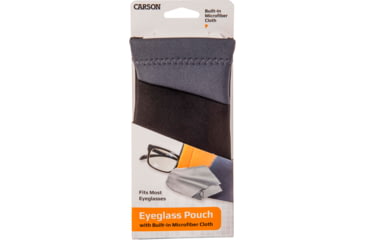 Image of Carson Eyeglass Pouch w/Built-in Microfiber Cloth, Black/Grey, 6.7x7.6in, EC-10BKGY