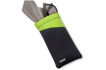 Image of Carson Eyeglass Pouch w/Built-in Microfiber Cloth, Grey/Green, 6.7x7.6in, EC-10GYGR