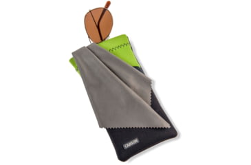 Image of Carson Eyeglass Pouch w/Built-in Microfiber Cloth, Grey/Green, 6.7x7.6in, EC-10GYGR