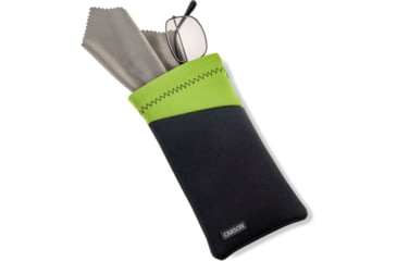 Image of Carson Eyeglass Pouch w/Built-in Microfiber Cloth, Grey/Green, 6.7x7.6in, EC-10GYGR