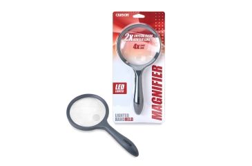 Image of Carson LED Lighted HandHeld 2x Magnifier w/4x Spot Lens, Gray hm-44