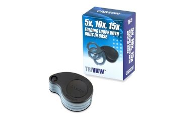 Image of Carson TriView 5x / 10x / 15x Folding  Loupe with Built-in Case TV-15