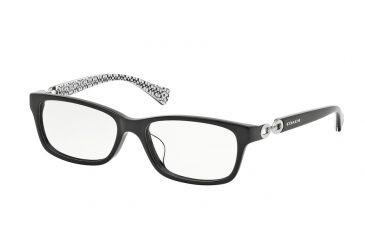 Image of Coach FANNIE F HC6052F Eyeglass Frames 5214-54 - Black/Black White Sig C Frame