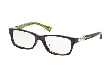 Image of Coach FANNIE F HC6052F Eyeglass Frames 5232-54 - Dark Tortoise/Dark Tortoise Green Sig C Frame