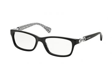 Image of Coach FANNIE HC6052 Progressive Prescription Eyeglasses 5214-52 - Black/Black White Sig C Frame